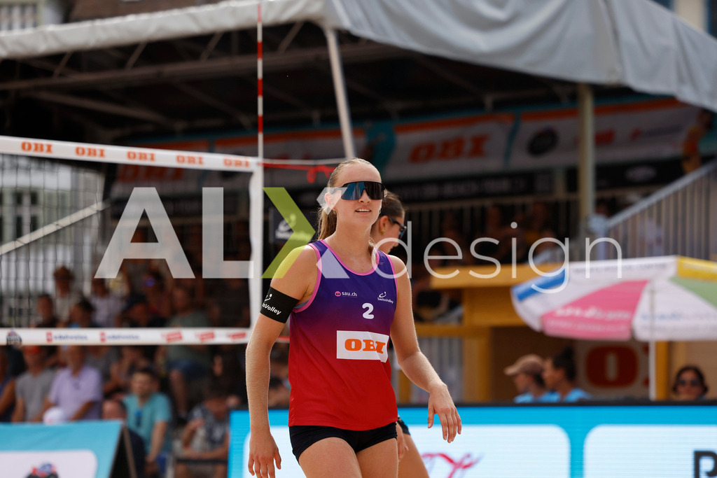 Obi BeachTour 2026 - Basel | BASEL, SWITZERLAND - JULY 18: LIVIA STOLZ (SUI) during the Obi BeachTour 2026 match between EUGSTER / GÄHWILER (SUI) and WANDELER / STOLZ (SUI) at Barfüsserplatz on July 18, 2026 in Basel, Switzerland. - Realisiert mit Pictrs.com