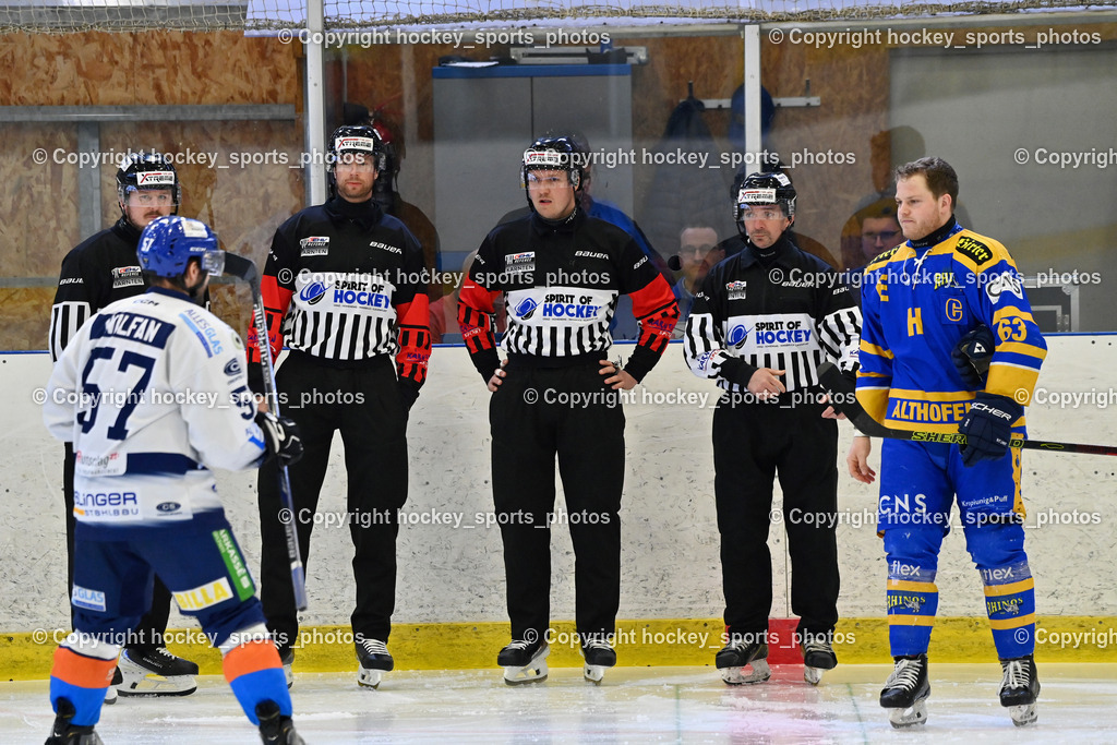 1. EHC Althofen vs. ESC Sparkasse Steindorf  | Wucherer Gerald Referee, OREL Stephan Referee, UNTERWEGER Dominik Referee, Holzer Daniel Referee, #57 Wilfan Franz ESC Steindorf, #63 Hammerle Simon EHC Althofen, 1. EHC Althofen vs. ESC Sparkasse Steindorf , 1. EHC Althofen vs. ESC Sparkasse Steindorf  am 08.03.2026 in Althofen (Stadthalle Althofen), Austria, (Photo by Bernd Stefan)
