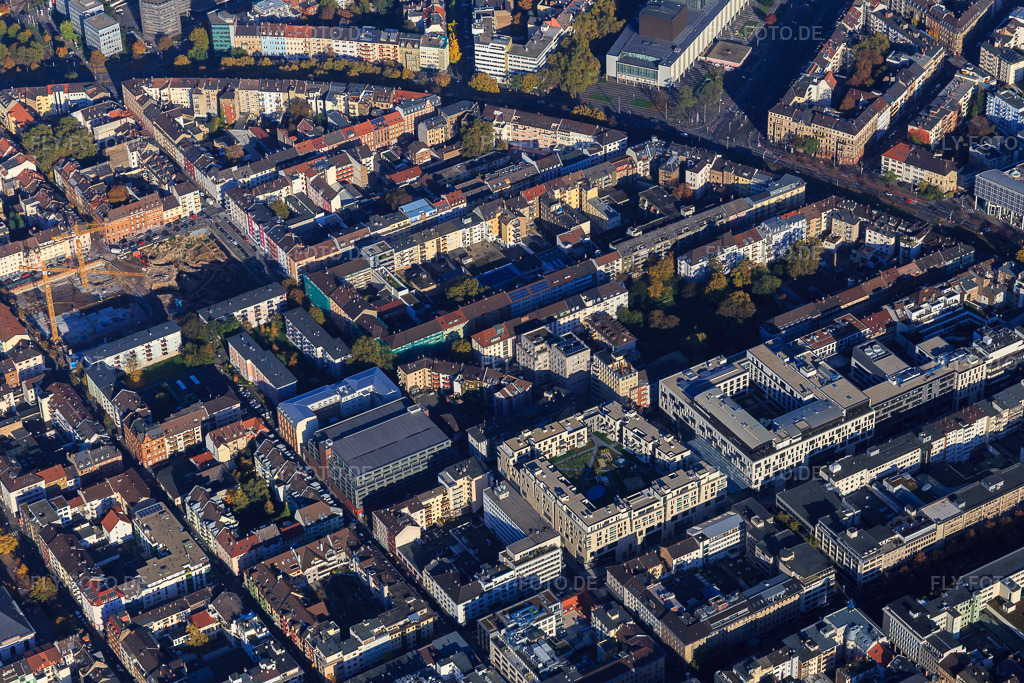 Luftbild: Quadratestadt im Hufeisen des Ring mit Q 6 Q 7 Mannheim - Das Quartier im Ortsteil Innenstadt in Mannheim im Bundesland Baden-Württemberg in Deutschland. Foto: IMG_095454.jpg vom 30.10.2016 durch Werner Riehm/FLY-FOTO.de