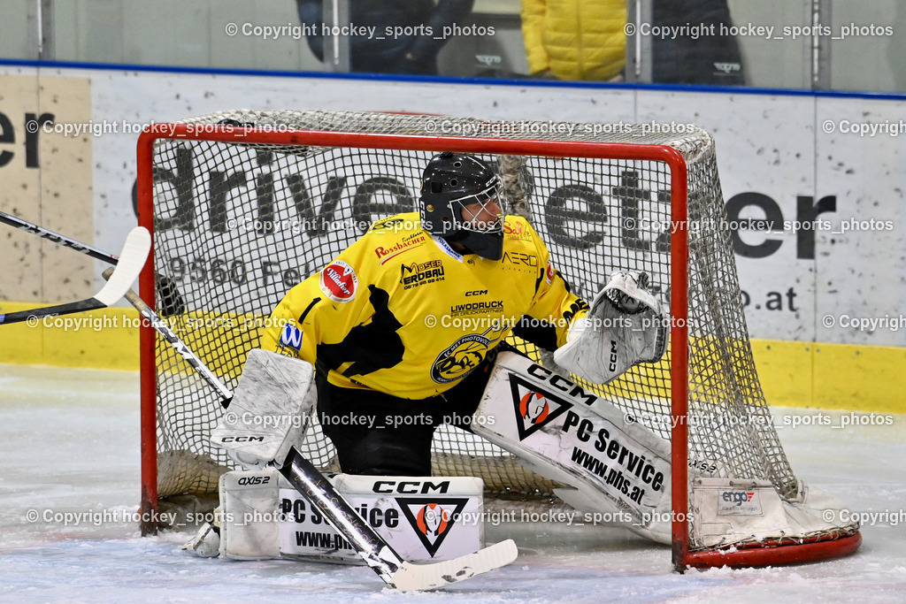 ESC SPARKASSE STEINDORF vs. MET PHOTOVOLTAIK HORNETS SPITTAL | #1 Zauchner Rene EC Hornets Spittal, ESC SPARKASSE STEINDORF vs. MET PHOTOVOLTAIK HORNETS SPITTAL, ESC SPARKASSE STEINDORF vs. MET PHOTOVOLTAIK HORNETS SPITTAL am 22.11.2025 in Steindorf (Ossiachersee Halle), Austria, (Photo by Bernd Stefan)