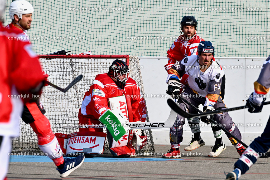 VAS Ballhockey vs. HSC Eagles Poggersdorf | #31 Sicher Michael, #66 Hintermann Daniel, #47 Witting Marcel, VAS Ballhockey vs. HSC Eagles Poggersdorf, VAS Ballhockey vs. HSC Eagles Poggersdorf am 14.07.2024 in Villach (Alpen Arena ), Austria, (Photo by Bernd Stefan)