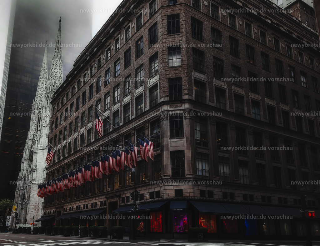 Stille und Stolz – St. Patrick’s Cathedral am Memorial Day | Ein besonderer Morgen am Memorial Day Weekend in Manhattan: Die St. Patrick’s Cathedral erhebt sich majestätisch, während das Haus davor mit US-Flaggen geschmückt ist – ein kraftvolles Symbol für Stolz und Erinnerung. Die Straßen sind ungewöhnlich leer, was diesem sonst belebten Ort eine fast mystische Ruhe verleiht. Dieses Foto fängt nicht nur die Architektur ein, sondern auch die Stimmung eines Moments, der von Geschichte und Emotion geprägt ist. Die Schwarz-Weiß-Nuancen und die subtile Bearbeitung unterstreichen die Tiefe des Augenblicks und lassen die Szene zeitlos wirken. Wer dieses Bild betrachtet, spürt die Verbindung von Tradition, Gedenken und urbaner Schönheit – eingefangen in einer Komposition, die die Seele von New York an einem besonderen Wochenende widerspiegelt.