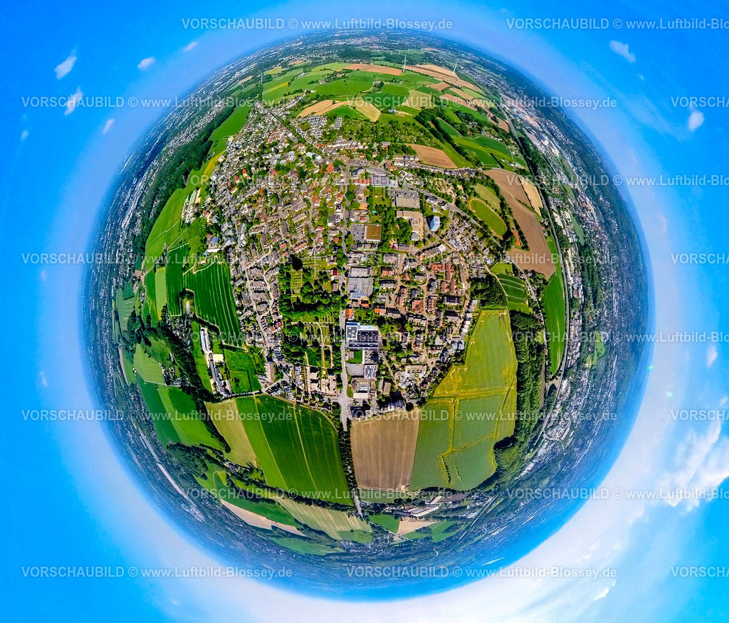 Witten240590403Stockum | Luftbild von Witten, Stadtteil Witten- Stockumfischaugen, Fischaugenaufnahme, fish-eye, Ruhrgebiet, Nordrhein-Westfalen, Deutschland
