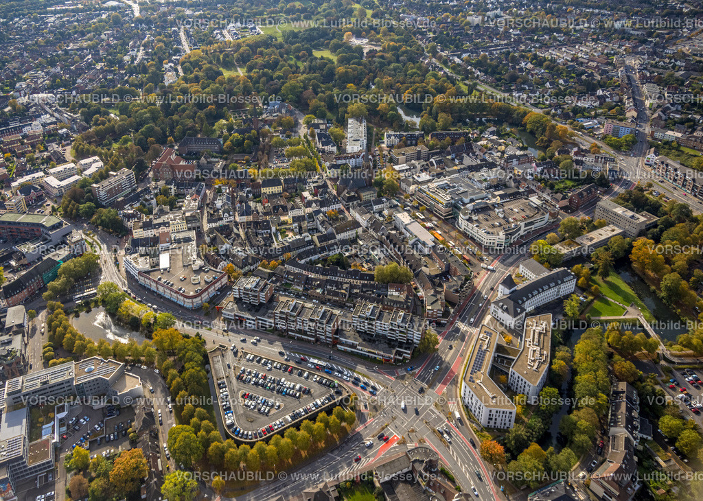 Moers241013008 | Luftbild, City Innenstadtansicht Wohngebiet mit Rathaus, Moers, Moers, Ruhrgebiet, Nordrhein-Westfalen, Deutschland