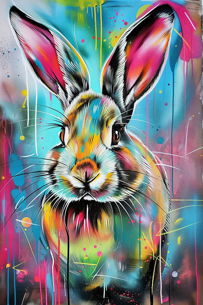 2408004 - Graffiti Hase | Ein Hase im Stil eines Graffiti / Streetart Gemäldes. Bestellen Sie dieses Motiv als hochwertigen Kunstdruck in verschiedenen Ausführungen und Größen.