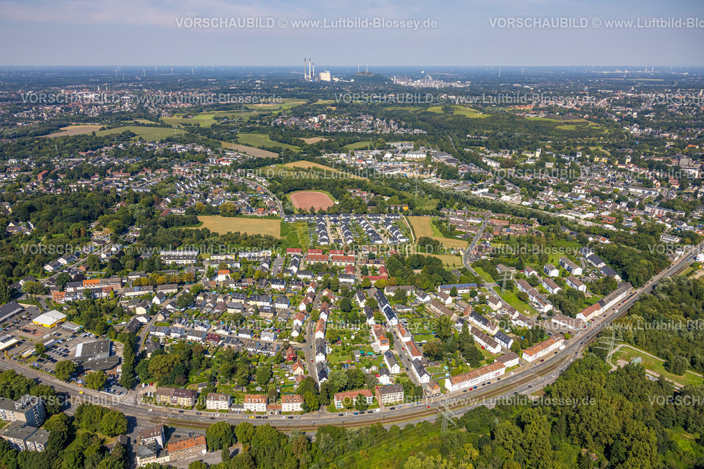 Gelsenkirchen240807280GE-Nord | Luftbild, Ortsansicht Wohngebiet Ortsteil Beckhausen, Fernsicht, Beckhausen, Gelsenkirchen, Ruhrgebiet, Nordrhein-Westfalen, Deutschland