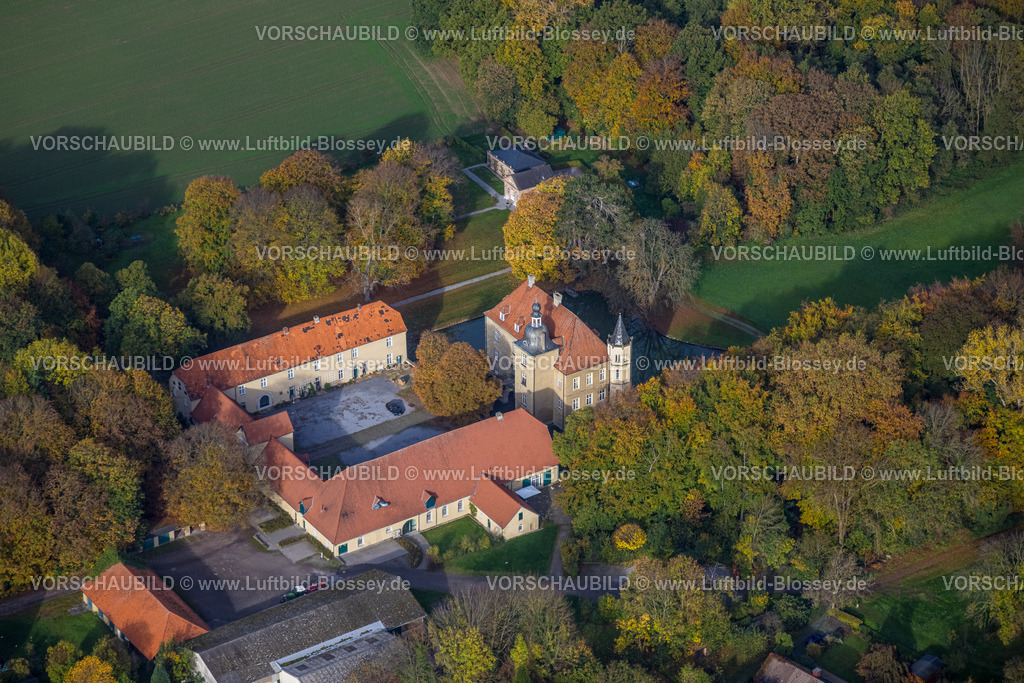 Kamen221012427Heeren-Werve | Luftbild, Schloss Heeren, Herbstwald, Heeren-Werve, Kamen, Ruhrgebiet, Nordrhein-Westfalen, Deutschland