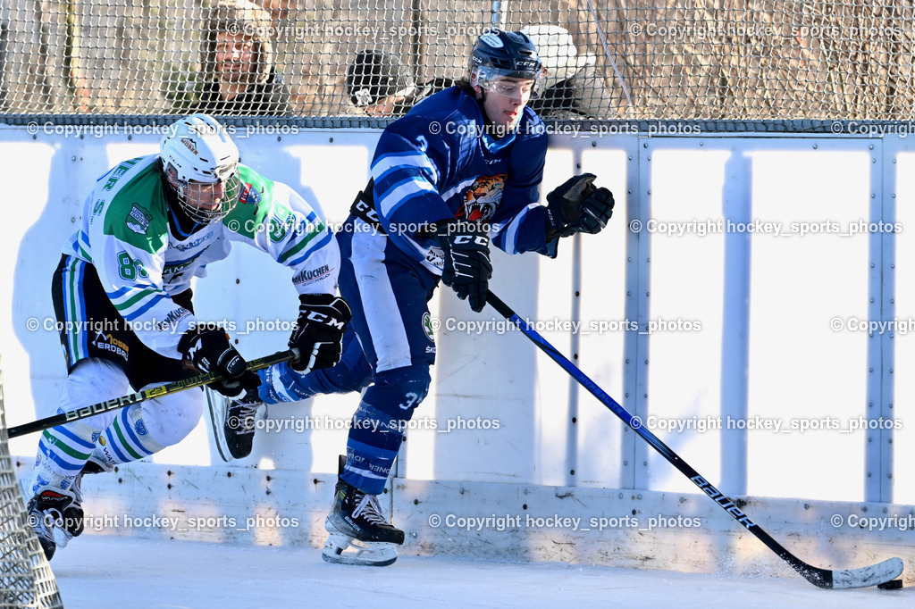 EC Tigers Paternion vs. EC FELD AM SEE/DSG LEDENITZEN | #89 Staudacher Sandro EC FELD AM SEE Ledenitzen, #3 Kronawetter Piersilvio EC Tigers Paternion, EC Tigers Paternion vs. EC FELD AM SEE/DSG LEDENITZEN, EC Tigers Paternion vs. EC FELD AM SEE/DSG LEDENITZEN am 04.01.2026 in Paternion (Eislaufplatz Paternion), Austria, (Photo by Bernd Stefan)
