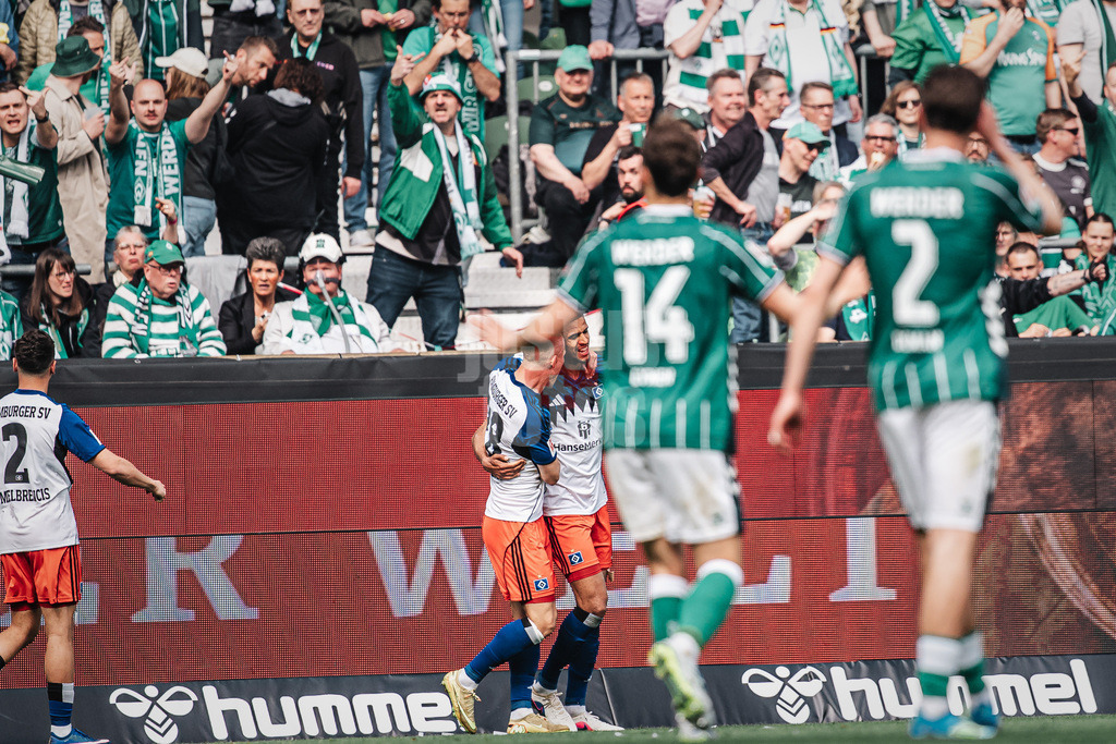 Fußball | Männer | Saison 2025/2026 | 1. Fußball-Bundesliga | 30. Spieltag | SV Werder Bremen vs. Hamburger SV | 18.04.2026 | Torjubel Robert Glatzel (#9, HSV)