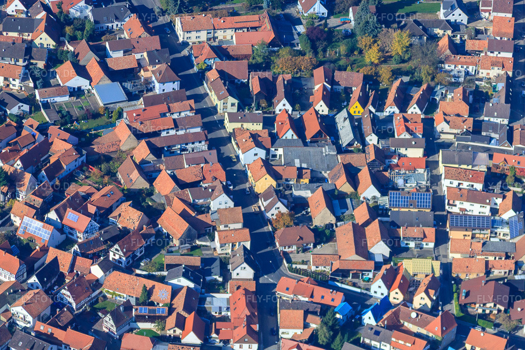 Luftbild: Friedenstr in Hagenbach im Bundesland Rheinland-Pfalz in Deutschland. Foto: IMG_35264.jpg vom 31.10.2010 durch Werner Riehm/FLY-FOTO.de