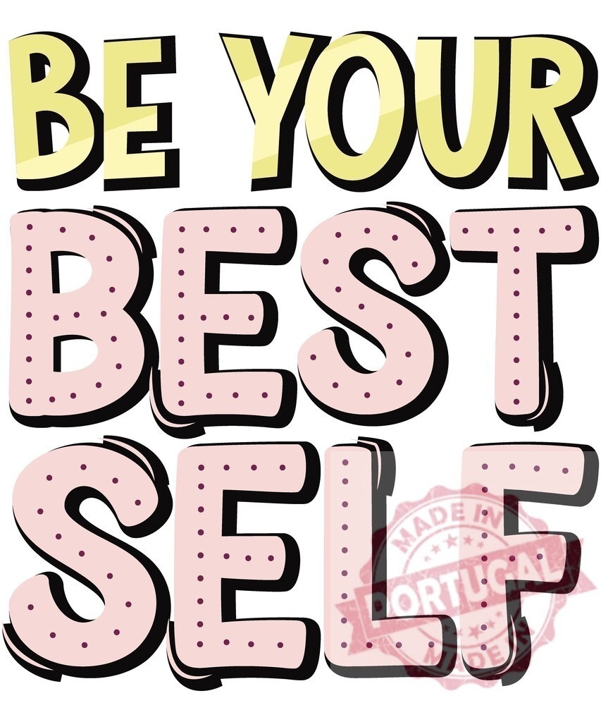 Be Your Best Self motivational typography lettering design | Motivational quote Be Your Best Self inspiring personal growth and positive self-image - Realized with Pictrs.com