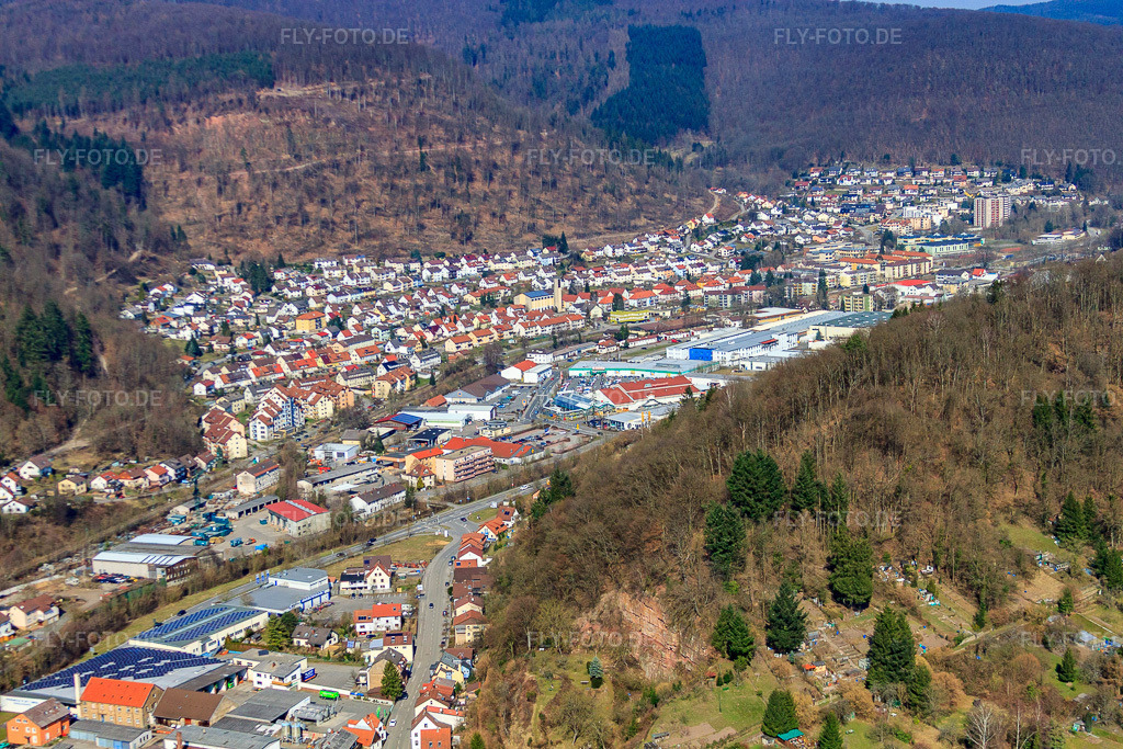 Luftbild: Gewerbegebiet an der Itter in Eberbach im Bundesland Baden-Württemberg in Deutschland. Foto: IMG_38073.jpg vom 12.03.2011 durch Werner Riehm/FLY-FOTO.de