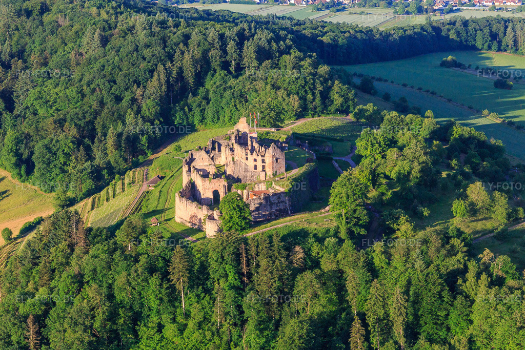 Luftbild: Festungsruine Hochburg bei Emmendingen aus Norden im Ortsteil Windenreute in Emmendingen im Bundesland Baden-Württemberg in Deutschland. Foto: IMG_147543.jpg vom 30.05.2025 durch Werner Riehm/FLY-FOTO.deHochburg bei Emmendingen