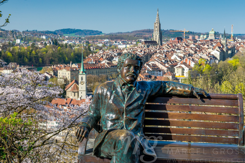 Albert Einstein-Statue im Berner Rosengarten | Die ideale Geschenkidee für Naturliebhaber. Naturbilder von Marcel Gross Photography für ihr Zuhause in den verschiedensten Formaten und Materialien. - Realisiert mit Pictrs.com