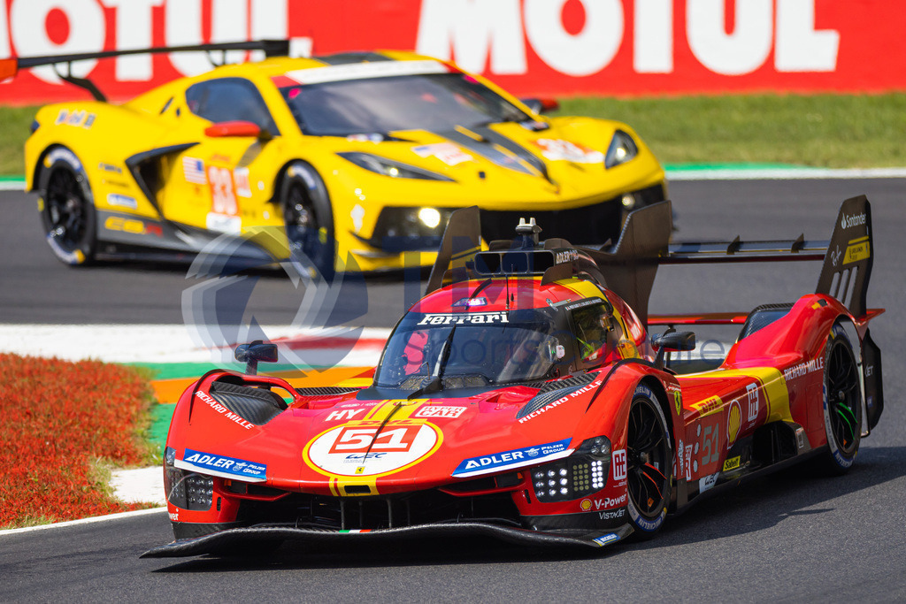 Trainproduction-20230708-0016 | MONZA,ITALY,08.Jul.23 - MOTORSPORTS - WEC, FIA World Endurance Championships, 6h of Monza, Autodromo Monza. Image shows Alessandro Pier Guidi (ITA), James Calado (GBR) and Antonio Giovinazzi (ITA/Ferrari AF Corse). Photo: Trainproduction / Matthias Trinkl