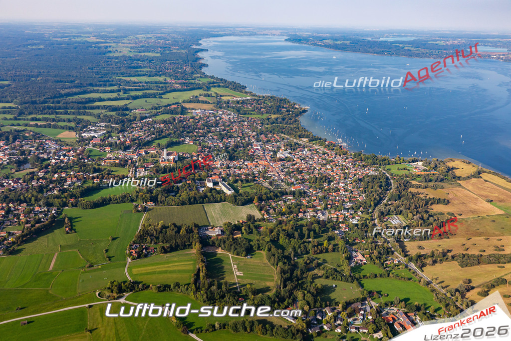 Aktuelles Luftbild von  Diessen am Ammersee - Die Luftaufnahme wurde 2020 mittels UL-Flugzeug erstellt ( keine Drohne ) - hochauflösende Kamera-Systeme von  Canon -Beste Qualität - Für grossformatige Ausdrucke geeignet. Die Geschenkidee !