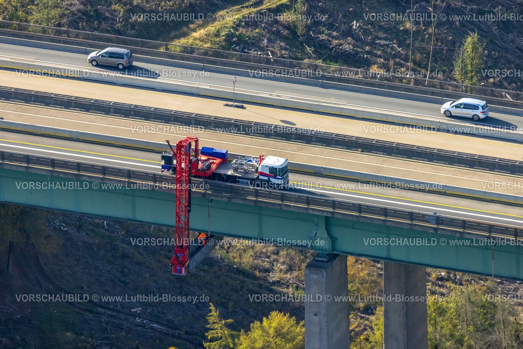 Hagen221016675 | Luftbild, Baustelle Brückenprüfung Talbrücke Brunsbecke der Autobahn A45, Dahl, Hagen, Ruhrgebiet, Nordrhein-Westfalen, Deutschland