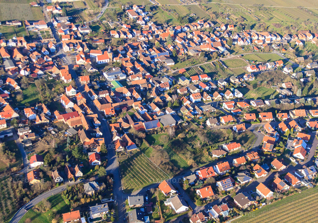 Luftbild: Weinstr in Oberotterbach im Bundesland Rheinland-Pfalz in Deutschland. Foto: IMG_62354.jpg vom 24.02.2014 durch Werner Riehm/FLY-FOTO.de