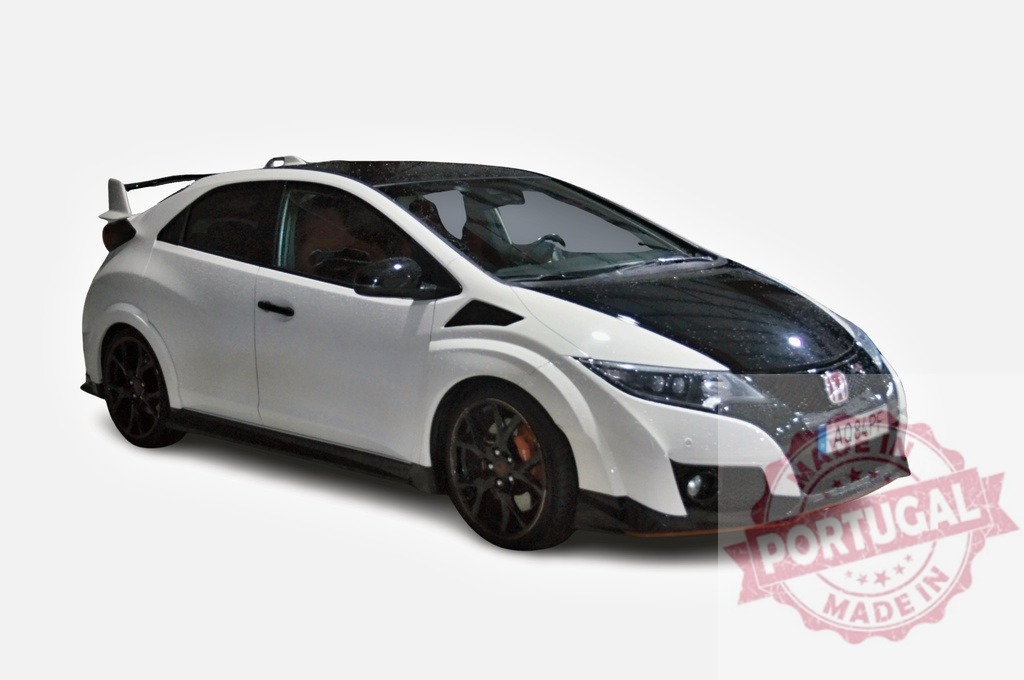 Honda Civic Type R sports car isolated on white | White Honda Civic Type R hatchback performance vehicle on clean white background - Realized with Pictrs.com