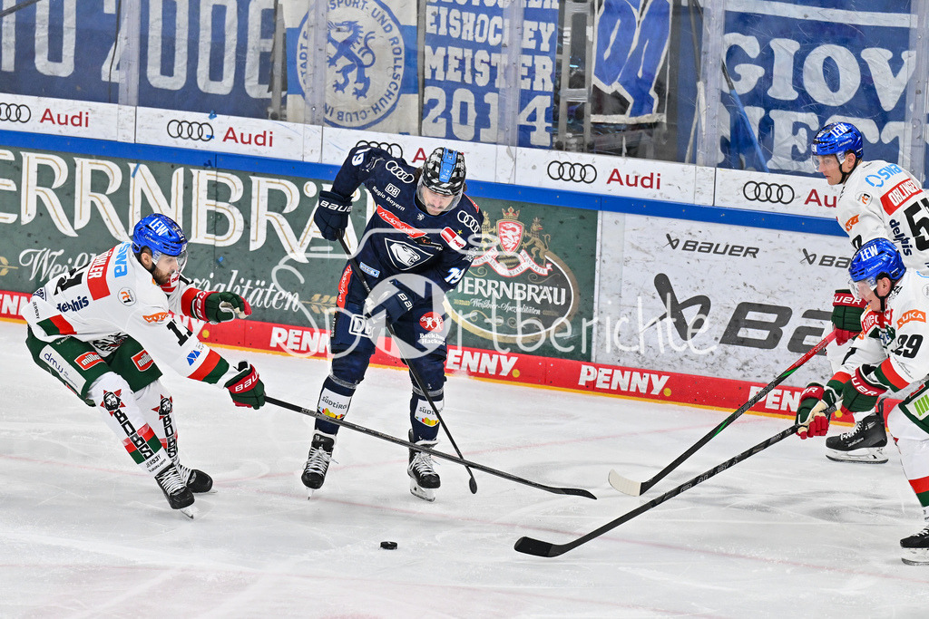 ERC Ingolstadt - Augsburger Panther | im Duell Mick KOEHLER (Augsburger Panther #11) und Wojciech STACHOWIKA (ERC Ingolstadt #19) / Zweikampf / DEL: ERC Ingolstadt - Augsburger Panther, Saturn Arena am 03.11.2024