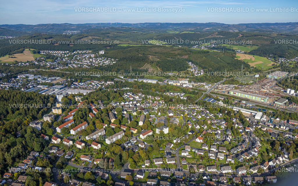 Siegen230911996 | Luftbild, Wohnsiedlung Am Hohen Rain und Stormstraße, Waldgebiet Obersetzen, Geisweid-Ruhrst, Siegen, Siegerland, Nordrhein-Westfalen, Deutschland