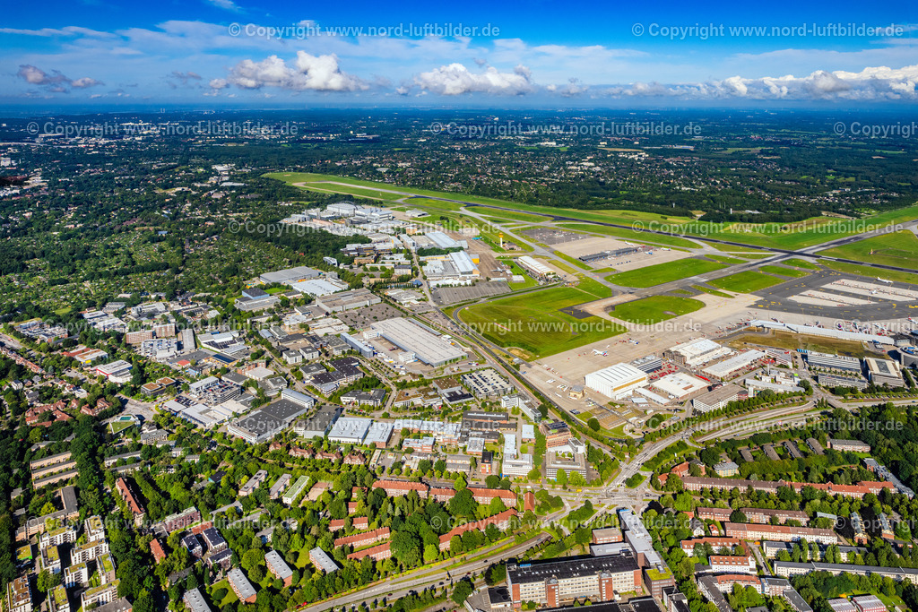Hamburg_Fuhlsbüttel_Südliches_Flughafen_Gewerbegebiet_ELS_0858050823 | HAMBURG 05.08.2023 Südliches Gewerbegebiet und Firmenansiedlung " Flughafen Fuhlsbüttel " in Hamburg, Deutschland. // Industrial estate and company settlement " Flughafen Fuhlsbuettel " in Hamburg, Germany. Foto: Martin Elsen