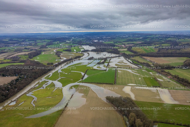 Holzwickede231201374Hengsen | Luftbild, Ruhrhochwasser, Weihnachtshochwasser 2023, Fluss Ruhr tritt nach starken Regenfällen über die Ufer, Überschwemmungsgebiet zwischen Dellwig und Geisecke, hinten der Stausee Hengsen, Dellwig, Fröndenberg, Ruhrgebiet, Nordrhein-Westfalen, Deutschland