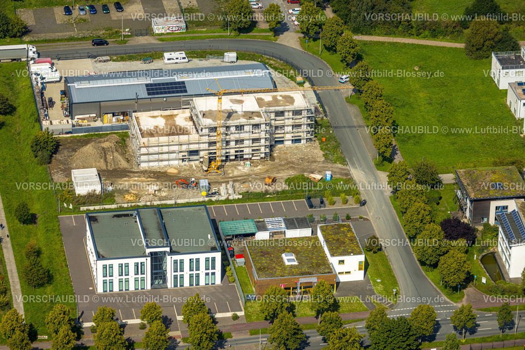 Hamm230900089 | Luftbild, Gewerbegebiet Sachsenweg, Baustelle und Neubau an der Anhalter Straße, ehemalige Zeche Sachsen, Stadtbezirk Heessen, Hamm, Ruhrgebiet, Nordrhein-Westfalen, Deutschland