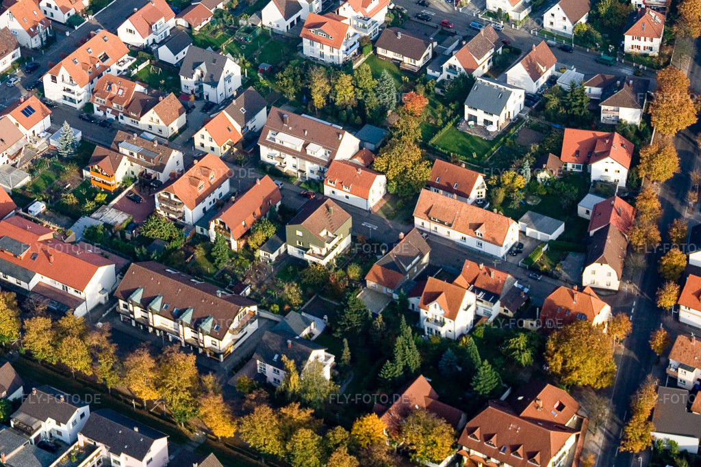 Luftbild: Karlsruher Straße im Ortsteil Forchheim in Rheinstetten im Bundesland Baden-Württemberg in Deutschland. Foto: IMG_14105.jpg vom 11.10.2008 durch Werner Riehm/FLY-FOTO.de