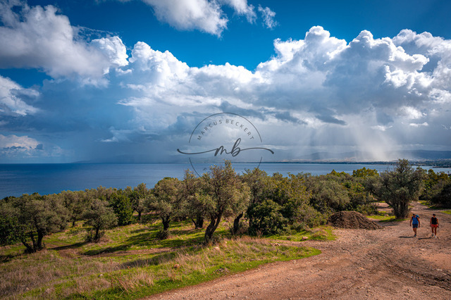 Besucher gehen am Bad der Aphrodite bei Polis auf Zypern einen Weg durch die Landschaft | Besucher gehen am Bad der Aphrodite bei Polis auf Zypern einen Weg durch die Landschaft