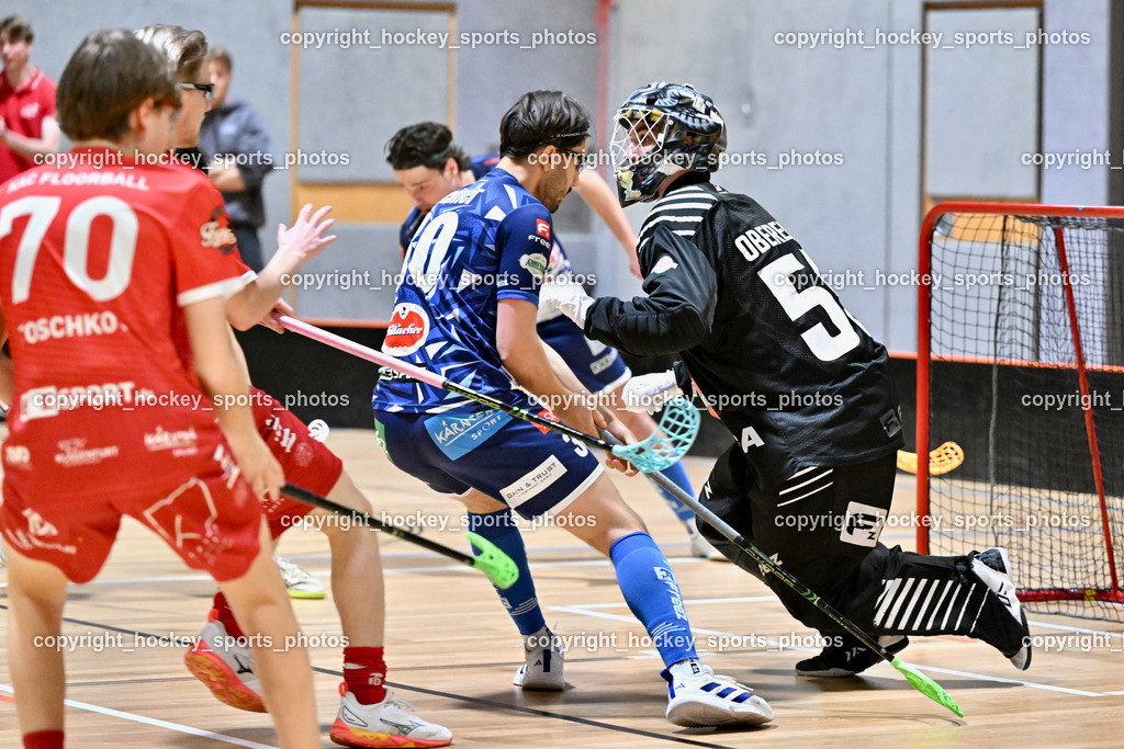 KAC Floorball vs. VSV Unihockey | #55 Maximilian Obereder KAC Floorball, #30 Christoph Steiner VSV Unihockey, KAC Floorball vs. VSV Unihockey, KAC Floorball vs. VSV Unihockey am 21.03.2026 in Klagenfurt (Ballspielhalle Waidmannsdorf), Austria, (Photo by Bernd Stefan)