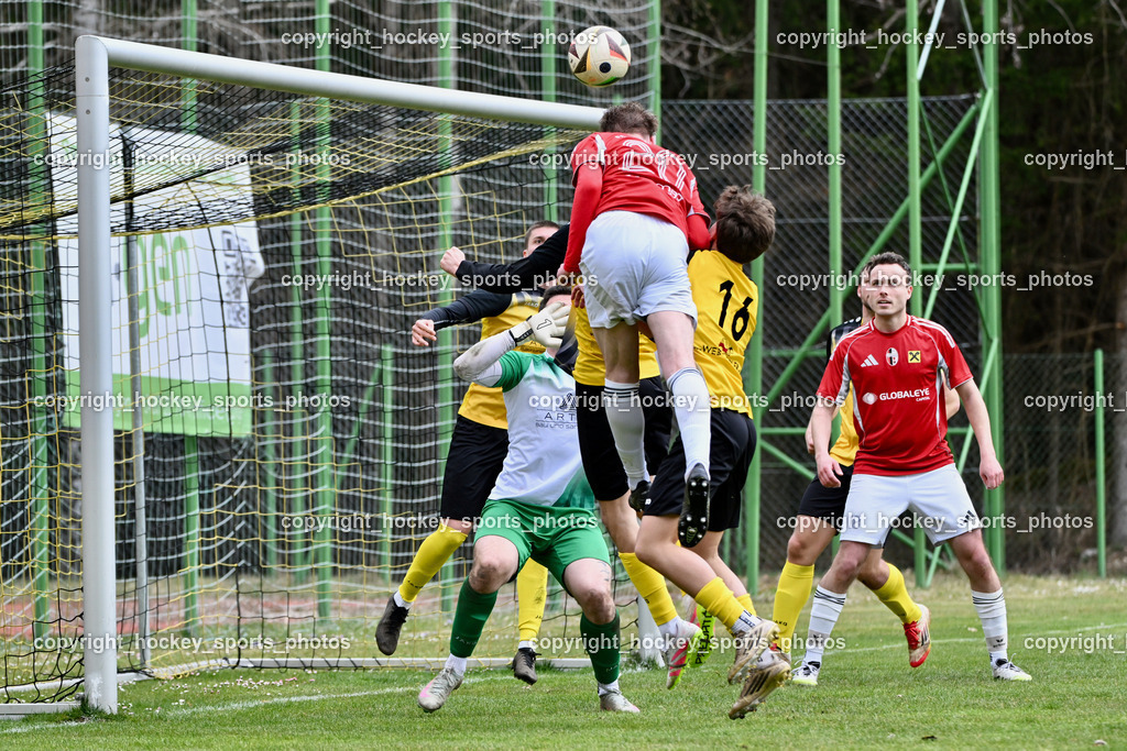 SV Arnoldstein vs. FC Union Sillian-Heinfels | #20 Marco Ortner FC Sillian, #14 Edis Sehic SV Arnoldstein, #16 Justin Galli SV Arnoldstein, #31 Roman Binter SV Arnoldstein, #1 Moritz Zimmermann SV Arnoldstein, #18 Manuel Schranzhofer FC Sillian, SV Arnoldstein vs. FC Union Sillian-Heinfels, SV Arnoldstein vs. FC Union Sillian-Heinfels am 29.03.2026 in Arnoldstein (Waldparkstadion Arnoldstein), Austria, (Photo by Bernd Stefan)