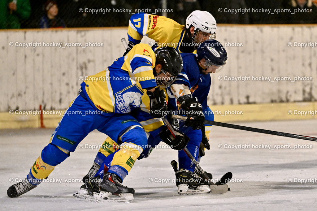 ELV Zauchen vs. EC Tigers Paternion  | #29 Wohlfahrt Philipp ELV Zauchen, #19 Kampitsch Lukas EC Tigers Paternion, #17 Falkner Marco ELV Zauchen, ELV Zauchen vs. EC Tigers Paternion , ELV Zauchen vs. EC Tigers Paternion  am 02.01.2025 in Eisoval Zauchen (Stadthalle Villach), Austria, (Photo by Bernd Stefan)