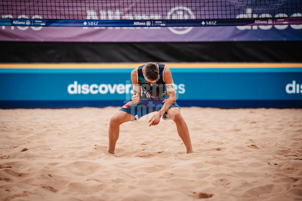 Beachvolleyball | Männer | Allianz German Beach Tour 2025 | Tourstop München | 06.07.2025 | David Poniewaz jubelt