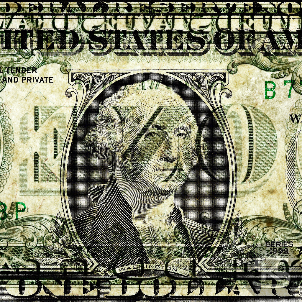 USA - George Washington | Erster Präsident der Vereinigten Staaten von Amerika, 1732-1799 | Entdecken Sie "Gesichter der Währungen" – eine einzigartige Fotoserie von Stefan Kuhn, die Banknoten aus aller Welt als Kunstwerke neu interpretiert. Vorder- und Rückseite verschmelzen zu faszinierenden Kompositionen.  - Realisiert mit Pictrs.com