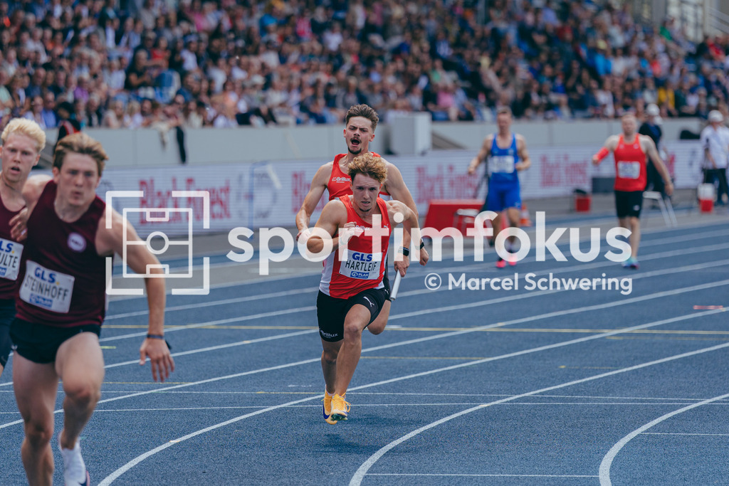 Deutsche Meisterschaften der Frauen und Männer 2026 | Nils Hartleif, LG Brillux Münster, Jakob Bruns, LG Brillux Münster, 4x100-Meter-Staffel, Deutsche Meisterschaften der Frauen und Männer 2026, Lohrheidestadion Bochum-Wattenscheid, 26.07.2026. Foto: Marcel Schwering / sportimfokus - Realisiert mit Pictrs.com