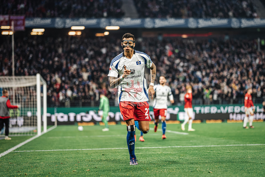 Fußball | Männer | Saison 2024/2025 | 2. Fußball-Bundesliga | 23. Spieltag | Hamburger SV vs. 1. FC Kaiserslautern | 21.02.2025 | Torjubel Davie Selke (#27, HSV) zum 2:0