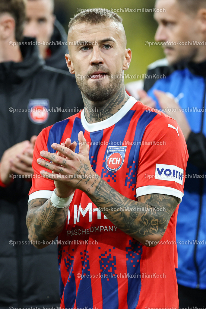 BVB13092402264 | 13.09.2024, 1. Fußball Bundesliga, Borussia Dortmund - 1. FC Heidenheim 1846, Signal Iduna Park, Saison 2024 2025: Niklas Dorsch (Heidenheim #39)DFB regulations prohibit any use of photographs as image sequences and or quasi-video.
