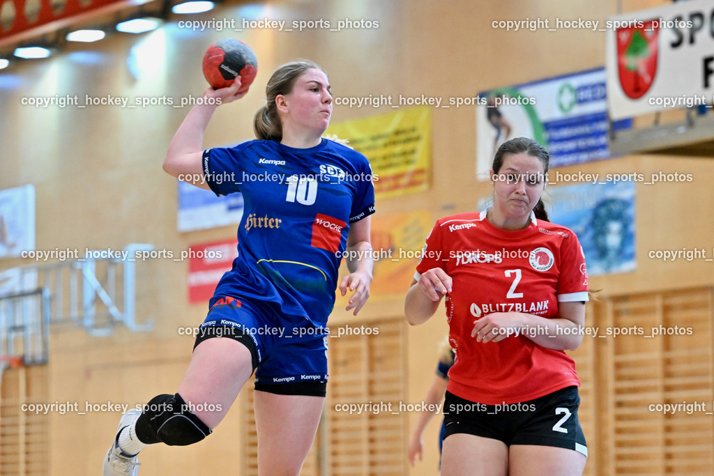 SC Ferlach vs. WAT Atzgersdorf | #10 MARKSTEINER Viktoria SC Ferlach Damen, #2 MAHR Sandra WAT Atzgersdorf, SC Ferlach vs. WAT Atzgersdorf, SC Ferlach vs. WAT Atzgersdorf am 12.05.2024 in Ferlach (Ballspielhalle Ferlach), Austria, (Photo by Bernd Stefan)