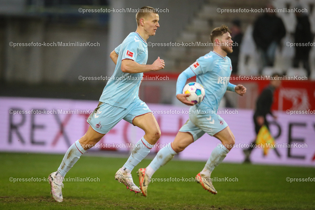 RWE06012401052 | 06.01.2024, Essen, Fußball, Herren, Stadion an der Hafenstraße, Testspiel, Rot-Weiss Essen – 1. FC Köln:  Florian Dietz (1.FC Köln) nach dem 3:4. 
DFB regulations prohibit any use of photographs as image sequences and or quasi-video.