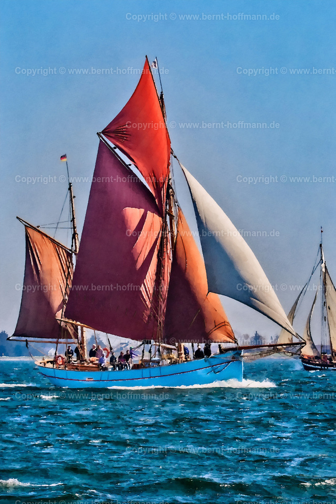 PDM2_2267_RR16_BODIL_120x180 | DIGITALKUNST. Haikutter BODIL. __  Gaffelsegler während der " Rum-Regatta " auf der Flensburger Förde. __ Seitenverhältnis = 2 zu 3. Druckbar bis mindestens zum Format 120 x 180 cm. - Realisiert mit Pictrs.com