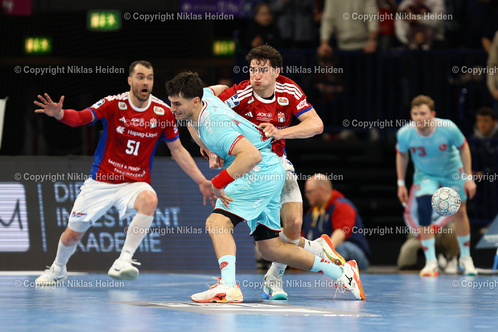 NH_HSVHamburg_MTMelsungen_HandballBundesliga_22022026 | #6 Elias Kofler (Handball Sport Verein Hamburg), #4 Nikolaj Enderleit (MT Melsungen)Handball I Herren I Bundesliga (Daikin HBL) I Saison 2025-2026 I 22. Spieltag I Handball Sport Verein Hamburg - MT Melsungen I 22.02.2026 I Barclays Arena
