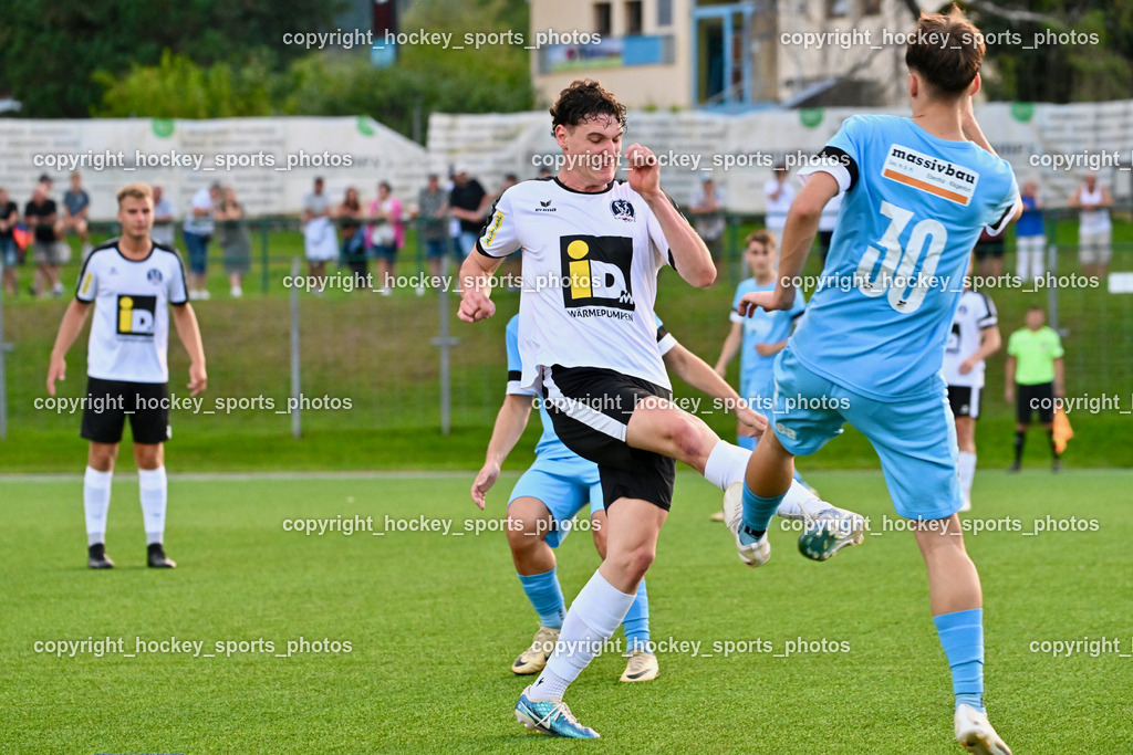 SV Spittal vs. SVG Bleiburg | #3 Killian Brandner SV Spittal, #30 Maximilian Trappitsch SVG Bleiburg, SV Spittal vs. SVG Bleiburg, SV Spittal vs. SVG Bleiburg am 14.08.2024 in Spittal an der Drau (Goldeck Stadion), Austria, (Photo by Bernd Stefan)