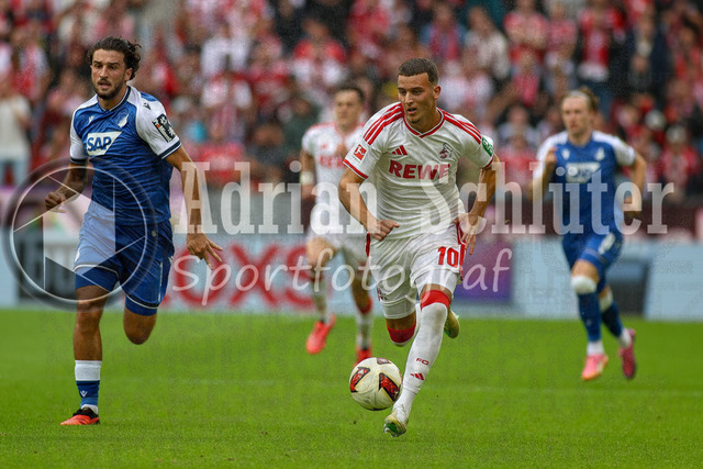 29.08.2026, GER, Fussball, Herren, Bundesliga , 1. Bundesliga, Saison 2026/2027, 1. FC Köln - TSG 1899 Hoffenheim | Leon Avdullahu (TSG) und Said El Mala (KOE) im Kampf um den Ball