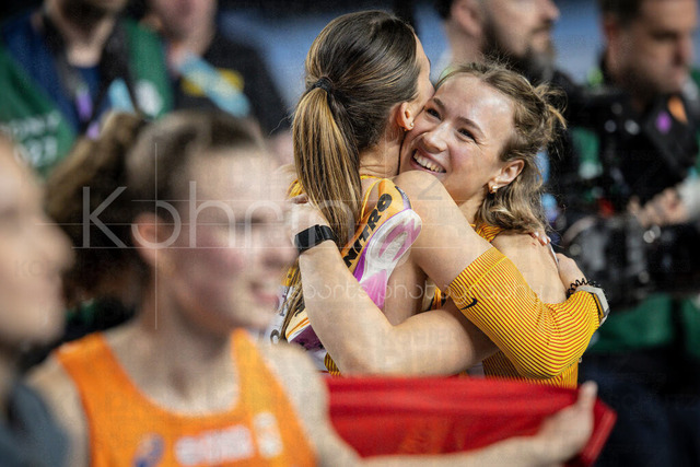World Athletics Indoor Championships Kujawy Pomorze 26, 22.03.2026 | TORUN, POLAND - MARCH 22:  Hurdler Marlene MEIER (GER) and Pentathlete Sandrina SPRENGEL (GER) after finishing the World Athletics Indoor Championships Kujawy Pomorze 26 on day 3 / session 2 at Kujawsko-Pomorska Arena Torun on March 22, 2026 in Torun, Poland. 