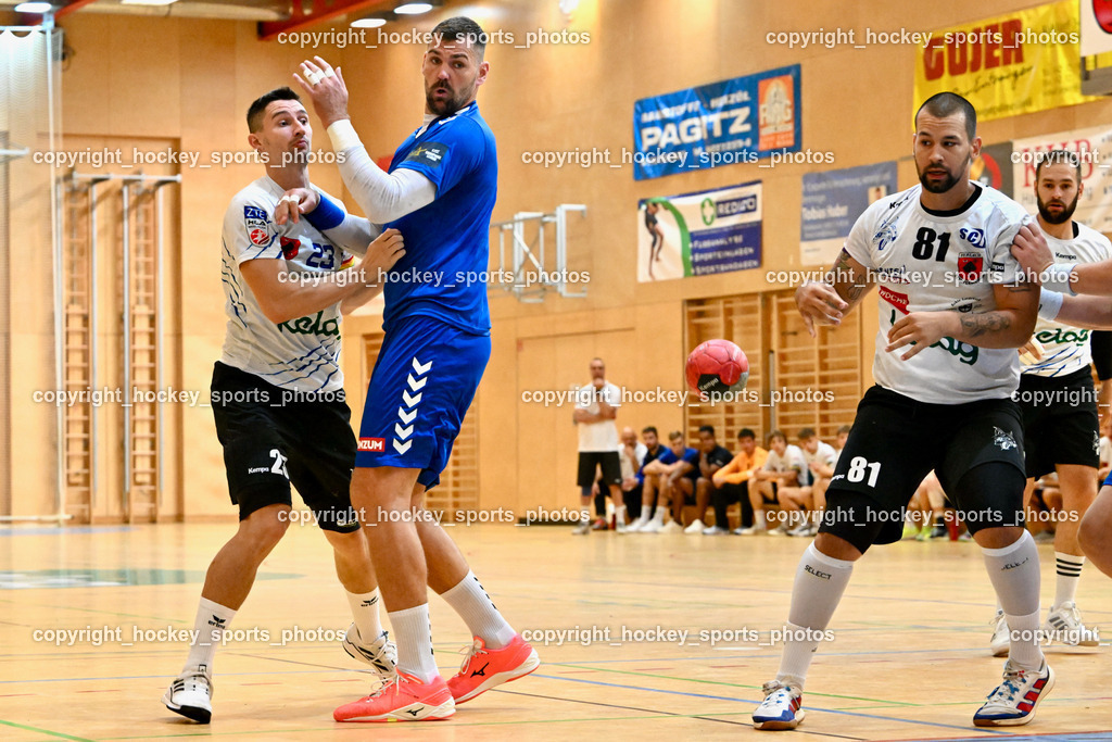 SC Ferlach vs. RK Zagreb 24.8.2023 | #23 Kocbek Jure, #10 Jakov Gojun, #81 Milicevic Adrian 