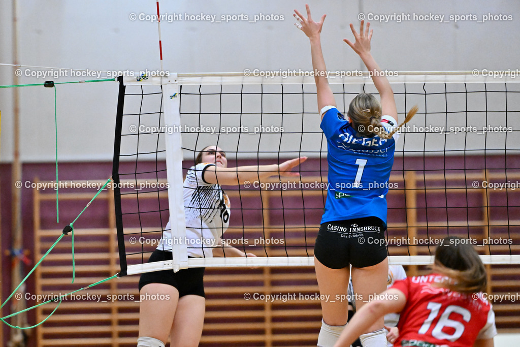ASKÖ Volley Eagles Villach vs. TI- Schu Staudinger Volley 22.3.2024 | #16 Tamy KÖFLER Villach ASKÖ Volley, #1 Laura Maria RIEGER TI Volley, #16 Anna Sophia UNTERLECHNER TI Volley, ASKÖ Volley Eagles Villach vs. TI- Schu Staudinger Volley 22.3.2024, ASKÖ Volley Eagles Villach vs. TI- Schu Staudinger Volley am 22.03.2024 in Villach (Ballspielhalle Lind), Austria, (Photo by Bernd Stefan)