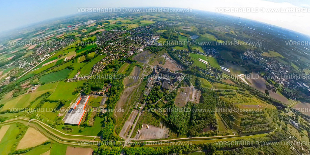 Hamm230520002ZecheHeinrichRobert | Luftbild, Zeche Heinrich Robert, Bergwerk Ost Hamm mit Hammerkopfturm, CreativRevier, Erdkugel, Fisheye Aufnahme, Fischaugen Aufnahme, 360 Grad Aufnahme, Stadtbezirk Herringen, Hamm, Ruhrgebiet, Nordrhein-Westfalen, Deutschland