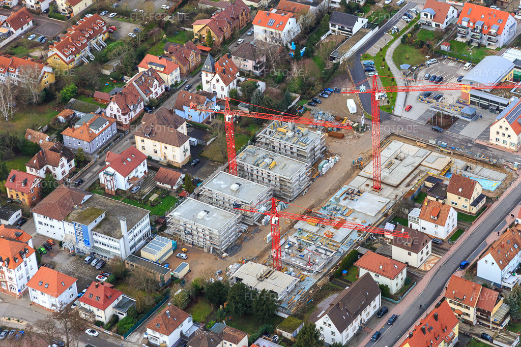 Luftbild: Baustelle für Neubaugebiet Im Stadtkern in Kandel im Bundesland Rheinland-Pfalz in Deutschland. Foto: IMG_085931.jpg vom 08.01.2016 durch Werner Riehm/FLY-FOTO.de
