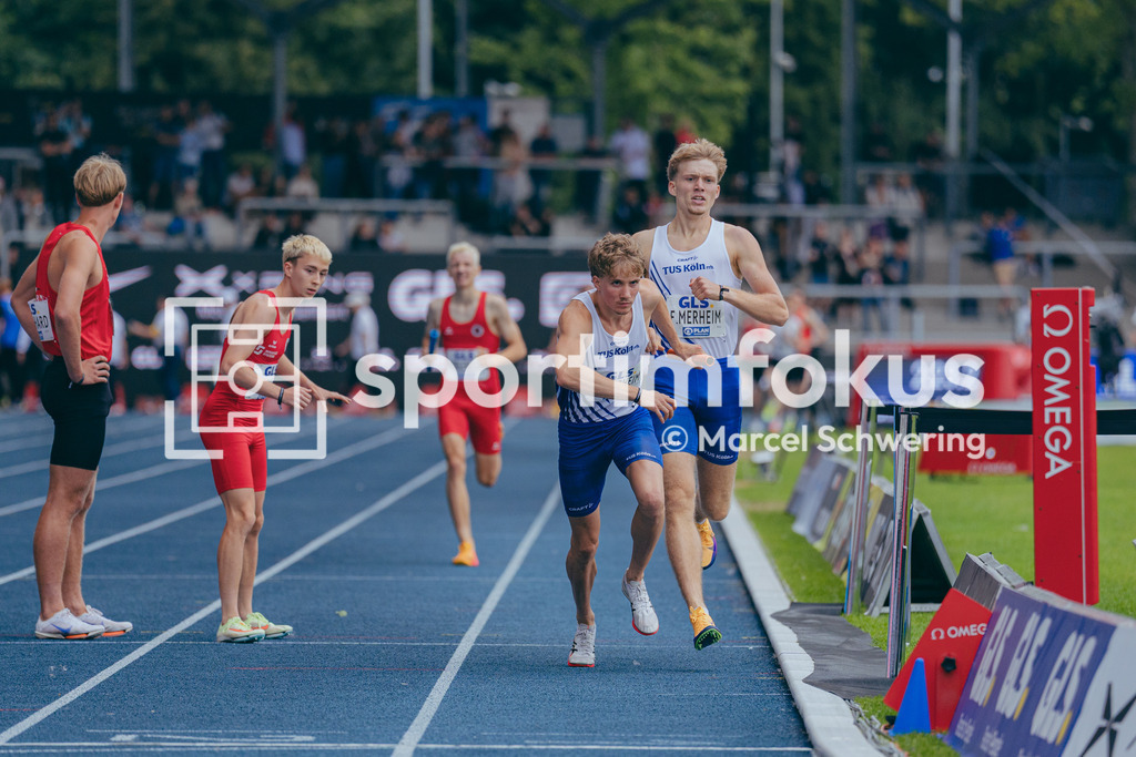 Deutsche Meisterschaften der Frauen und Männer 2026 | Finn Jakob Merheim, TuS Köln rrh., Jan Emanuel Merheim, TuS Köln rrh., 3x1000-Meter-Staffel, Deutsche Meisterschaften der Frauen und Männer 2026, Lohrheidestadion Bochum-Wattenscheid, 26.07.2026. Foto: Marcel Schwering / sportimfokus - Realisiert mit Pictrs.com